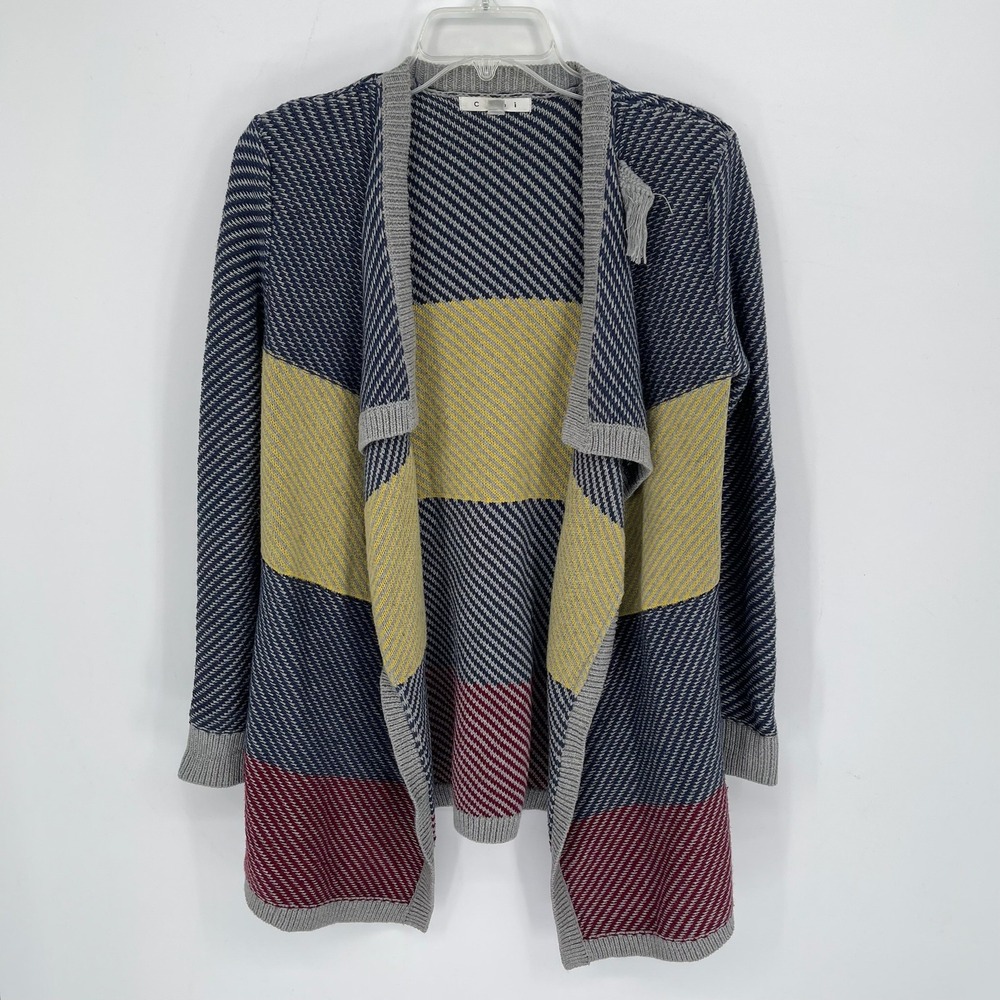 Cabi Women's Multicolor Colorblock Drape Open Front 467 Blanket Cardigan Size S